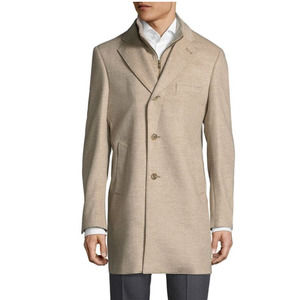 NWT SAKS FIFTH AVENUE ERMENEGILDO ZENGA Wool Cashmere Topcoat Beige Medium